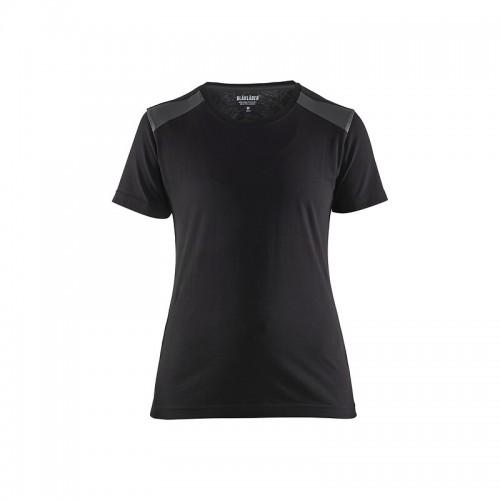 T-SHIRT DE TRAVAIL BICOLORE 100% COTON FEMME 3479 - NOIR ET GRIS FONCÉ - S BLAKLADER