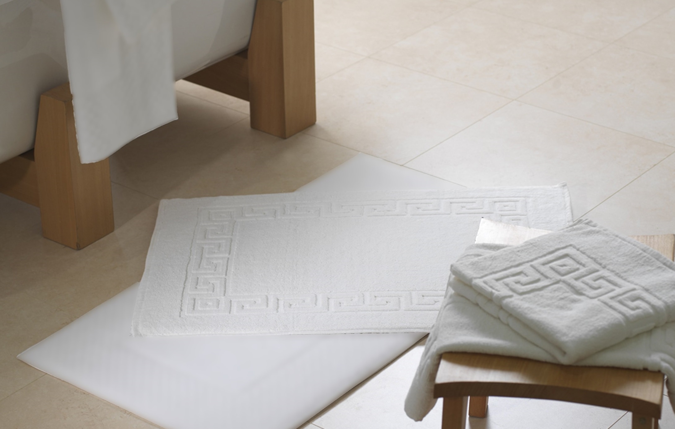 TAPIS DE BAIN EN ÉPONGE RETORS, 100 % COTON, 50 X 70 CM, BLANC, 700 G/M2