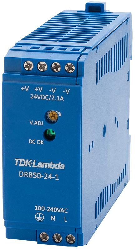 ALIMENTATION DC FIXE AU FORMAT RAIL DIN, 5-12-24 OU 48V, 50W - TDKDRB50