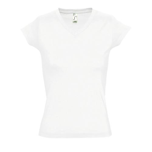 TEE-SHIRT PERSONNALISABLE FEMME COL V EN COTON BLANC