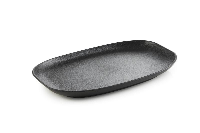 ASSIETTE PLATE RECTANGULAIRE NOIR PORCELAINE 29X17,8 CM CLUB REVOL
