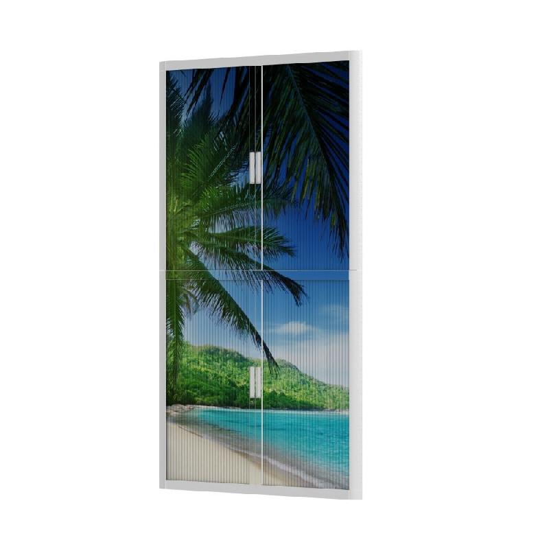 Armoire à rideaux avec décor mer - EasyOffice. - Haute, Palmier_0