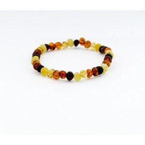 BRACELET ADULTE AMBRE MULTICOLORE PERLES 20 CM