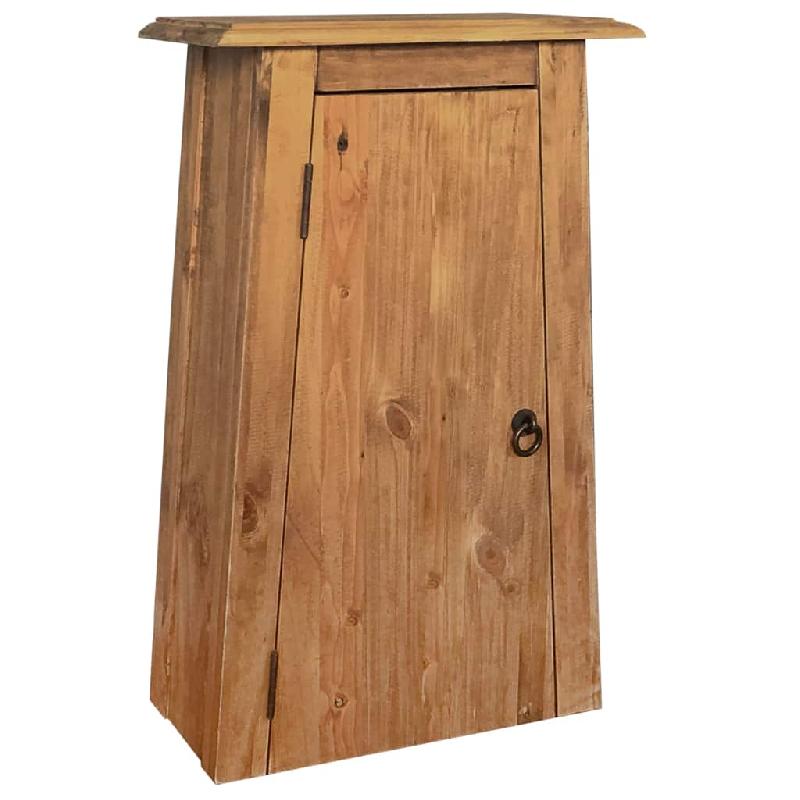 Buffet bahut armoire console en pin massif recyclé - Meuble de rangement latéral de salle de bain 70 cm marron - Style vintage_0