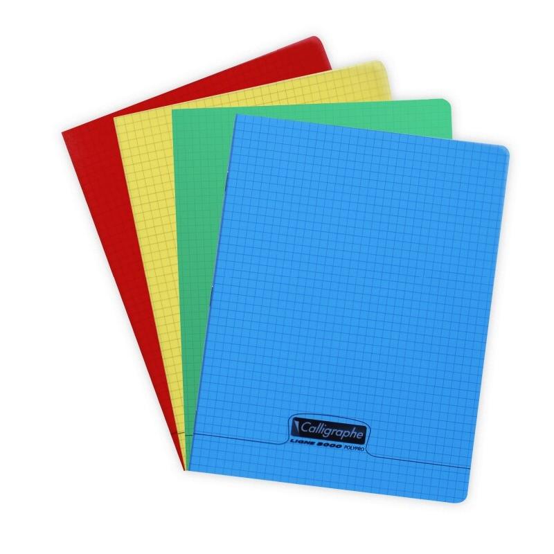 Calligraphe Lot de 3 Cahier Ligne 8000 17x22, 192p./96 feuilles 90 g/m² piquées, couv. PP assortis, quadrillé 5x5 - 3210330183503_0