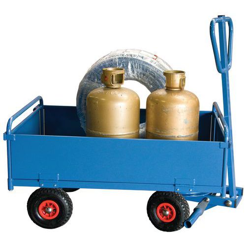 CHARIOT FIMM 500 KG 1200X800MM CÔTÉS TÔLE ROUES PNEUMATIQUES - FIMM