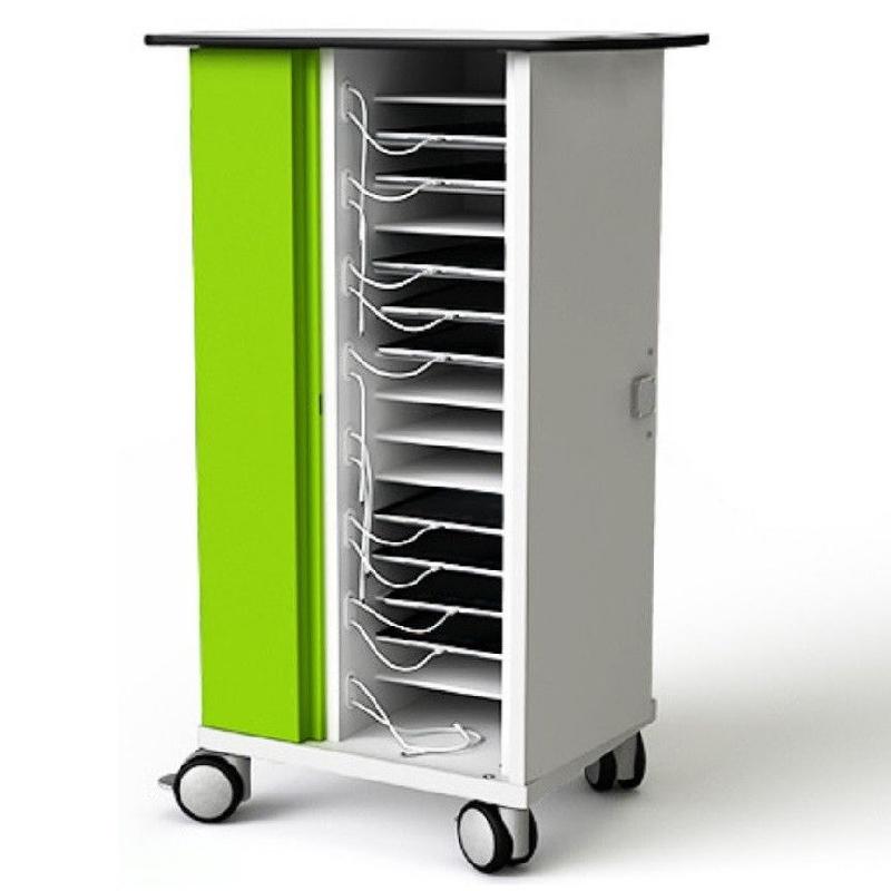 Chariot classe mobile Zioxi CHRGT-TB-16-K - Chargement sécurisé de 16 tablettes jusqu'à 11 pouces avec serrure à clé_0