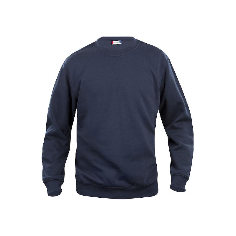 CLIQUE SWEAT BASIC COL RD BLEU MARINE S
