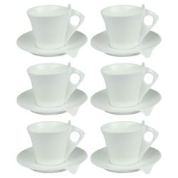 Coffret de 6 tasses et sous tasses Libra 18 cl -  Blanc  Porcelaine Table Passion - white porcelain 3106232720147_0