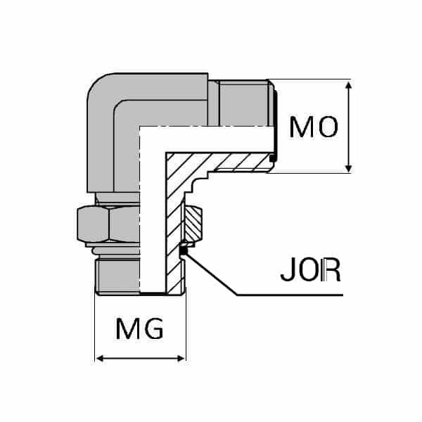 Coudes orientable mâle ORFS x mâle gaz cylindrique 90° - 1/4' , 13.15 , 13/16' , 20.63_0