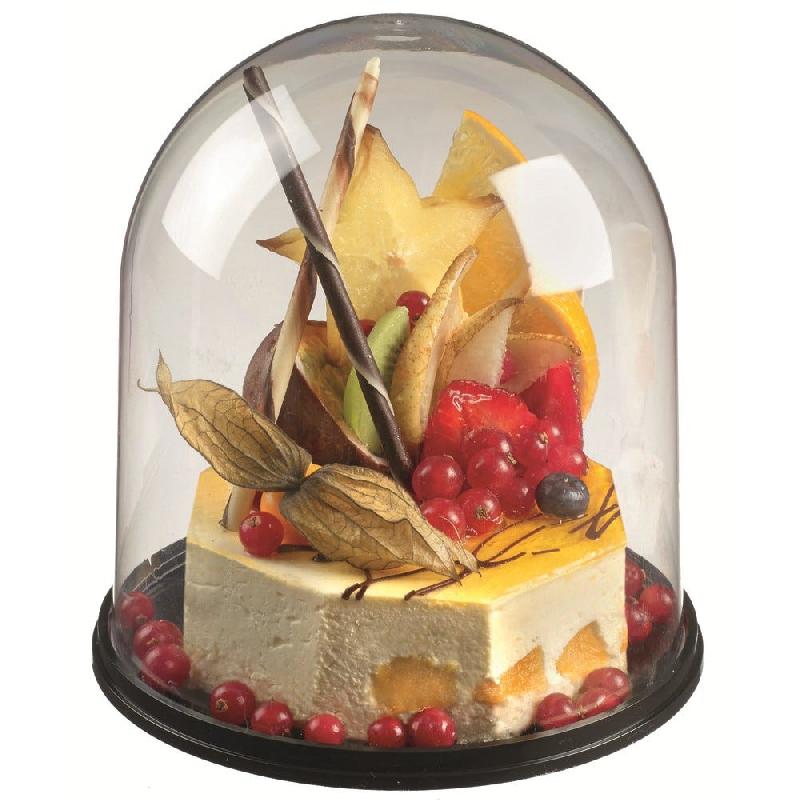 Dôme avec plateau noir PS noir et transparent Ø17x17,5cm - par 40_0