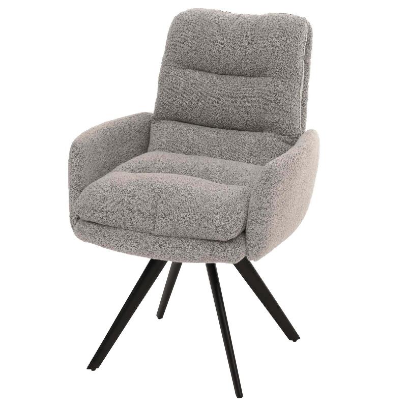 Décoshop26 - Chaise de salle à manger chaise de cuisine pivotante position automatique tissu/textile bouclé gris clair avec 04_0006286 - gris 30002_0