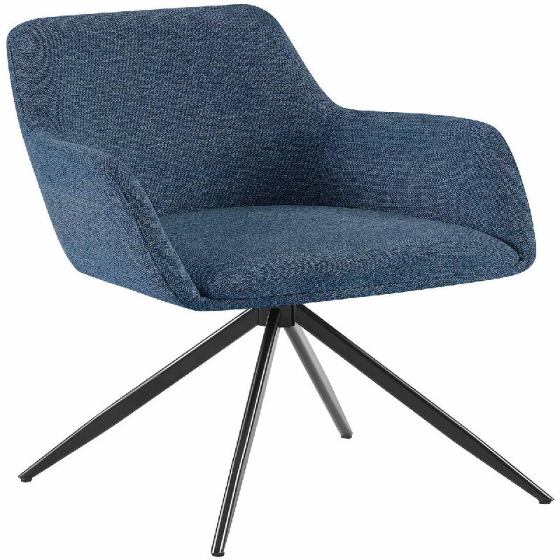 Décoshop26 - Chaise de salle à manger x1 pivotante rembourrée avec accoudoirs en tissu bleu cadre métal 10_0007357 - bleu métal 3000266070561_0