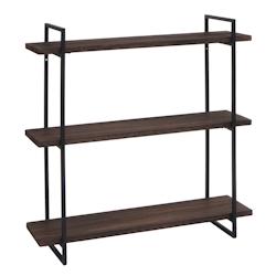 Décoshop26 - Étagère murale suspendue 3 niveaux en bois marron foncé et métal design industriel 60 x 60 x 18 cm 04_0008672 - marron 3000262669615_0