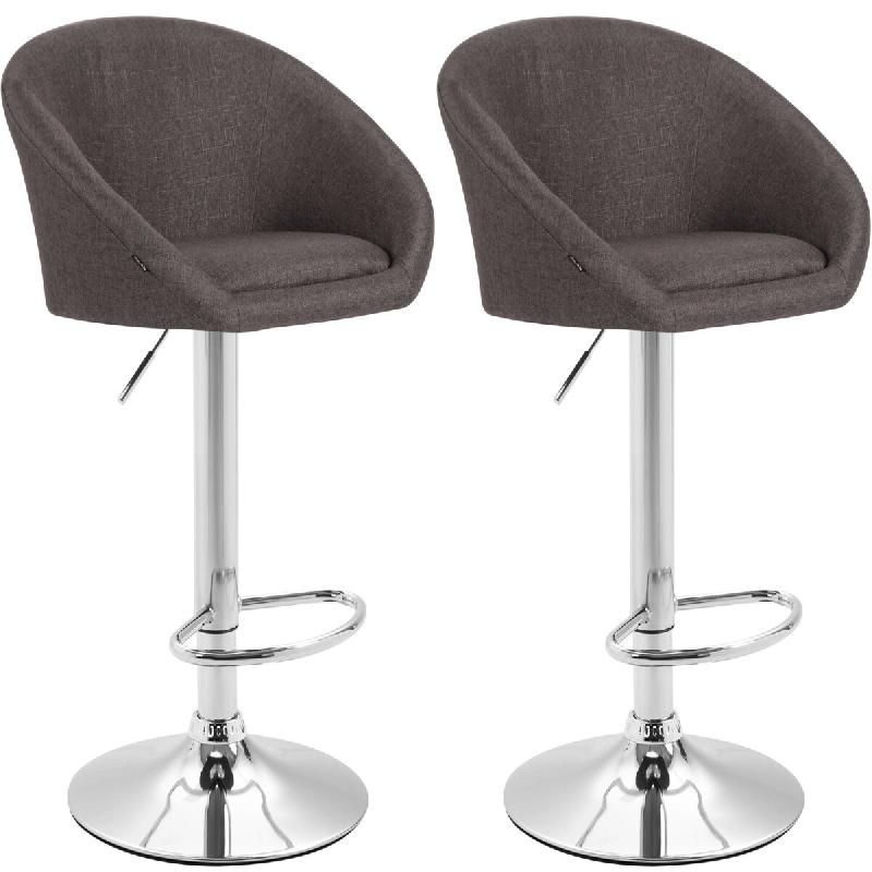 Décoshop26 - Lot de 2 tabourets de bar chaises hautes design moderne en tissu gris foncé et métal chromé 10_0006322 - gris métal 3000265510921_0