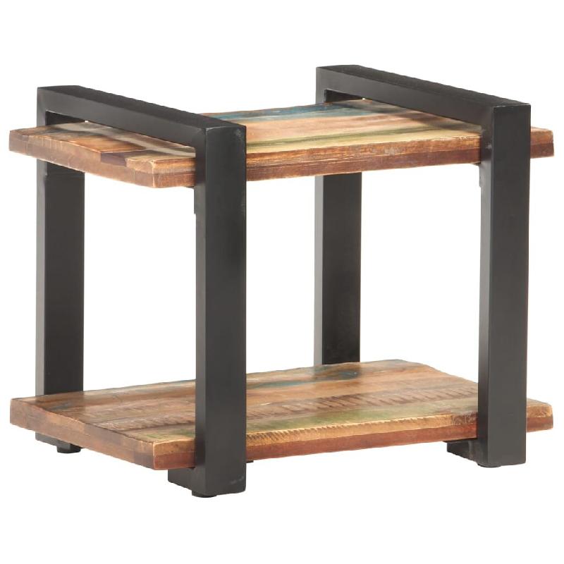 Décoshop26 - Table de chevet avec étagères 50 x 40 x 40 cm bois de récupération et fer DEC033076 - 3000259315860_0