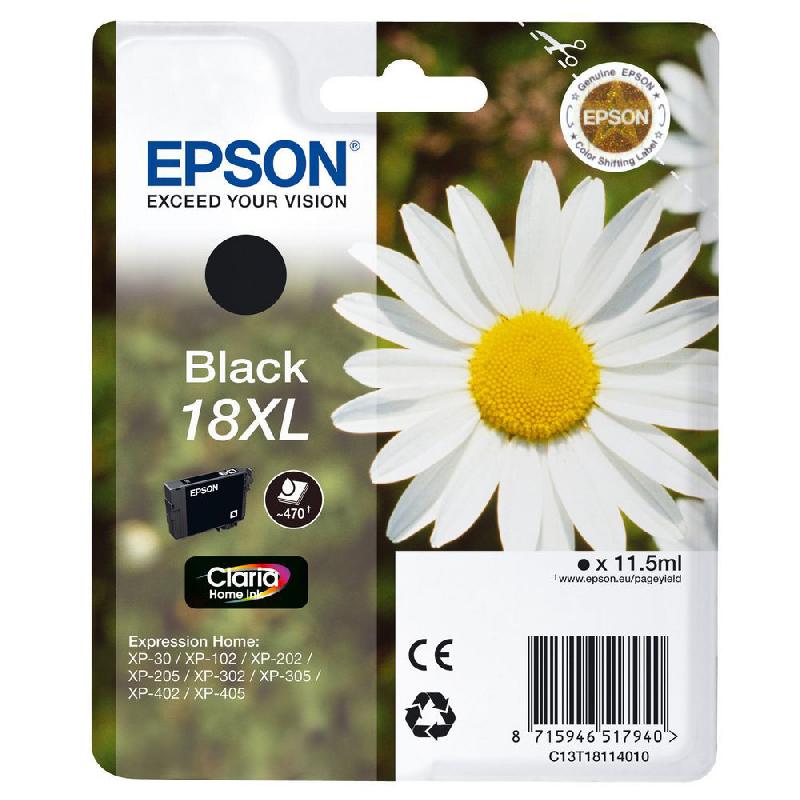 EPSON 18XL 'PÂQUERETTE' CARTOUCHE D'ENCRE ORIGINALE GRANDE CAPACITÉ CLARIA HOME (C13T18114012) - NOIR