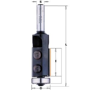 FRAISE À AFFLEURER CMT À PLAQUETTES - DIAMÈTRE 19 MM -  HAUTEUR 50 MM - QUEUE DE 12 MM AVEC DOUBLE ROULEMENT