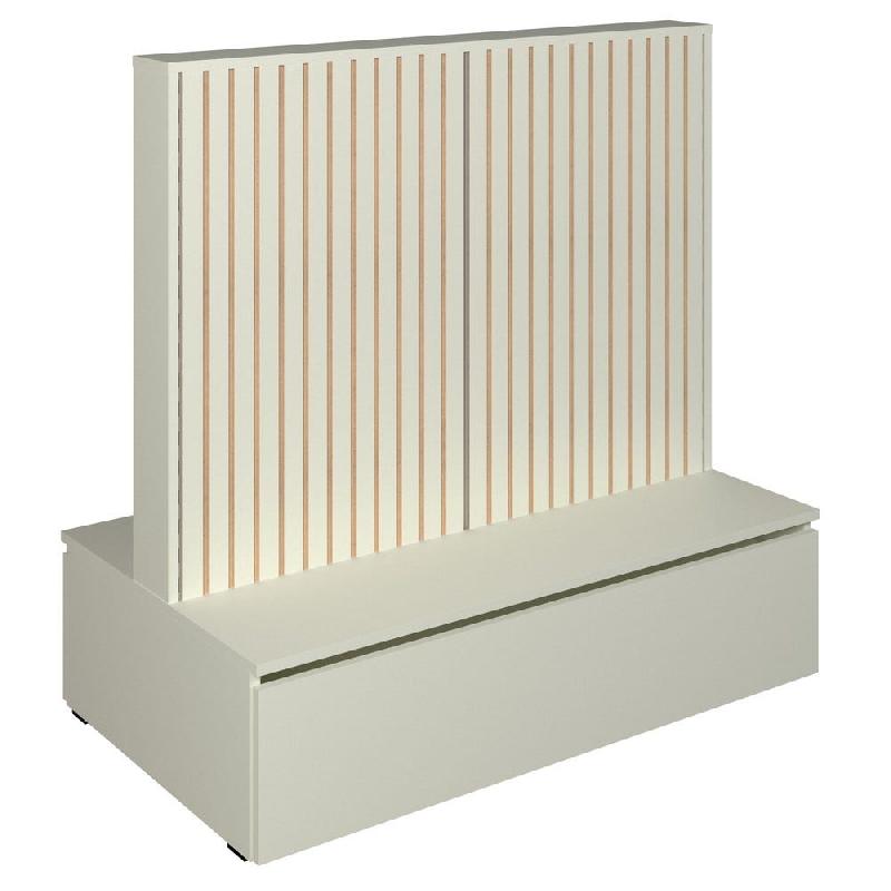 Gondole double face Vertigo T03 avec tiroir MDF nat et blanc mat 125x74x125cm_0