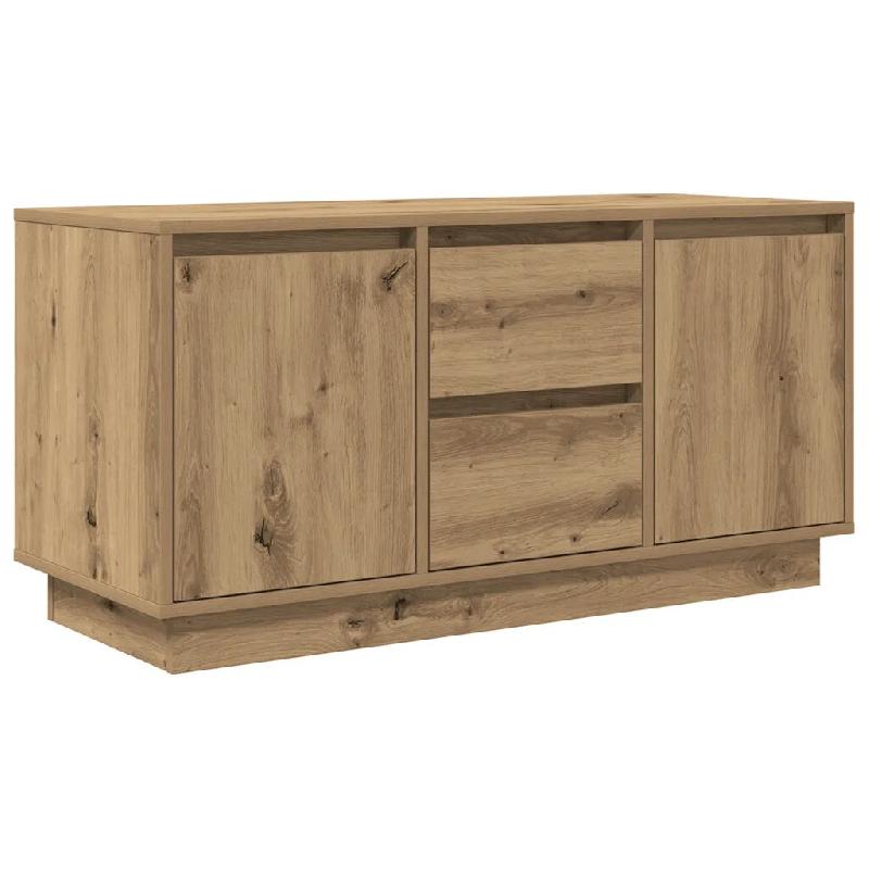 Helloshop26 - Meuble TV avec éclairages LED et grand rangement 100 x 41 x 50 cm en bois d'ingénierie chêne artisanal 02_0051625 - Bois massif 30002_0