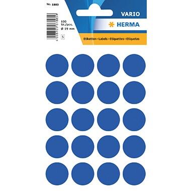 HERMA 100 pastilles adhésives coloris bleu foncé, Ø 19 mm (5 feuilles 9x16 / cdt) - 1883_0
