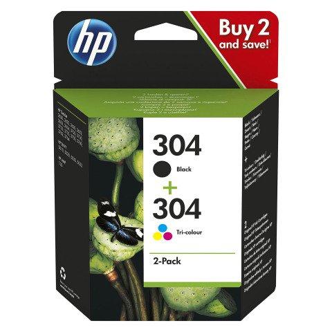 HP 304 PACK 2 CARTOUCHES : 1 NOIRE + 1 CARTOUCHE 3 COULEURS POUR IMPRIMANTE JET D'ENCRE - CARTOUCHE AUTHENTIQUE