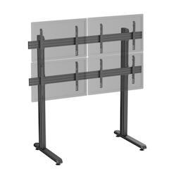 KIMEX Support TV sur pieds - mur d'images 4 écrans 45''- 55'' hauteur 175cm à poser noir - noir 3700685426122_0