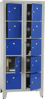 ARMOIRE VISITABLE 10 CASIERS 2 COLONNES BLEU RAL 5017 - MANUTAN COLLECTIVITÉS