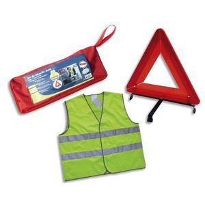 Laboratoires Esculape - Kit automobile avec triangle, gilet jaune fluo EN 471 et housse de rangement en nylon_0