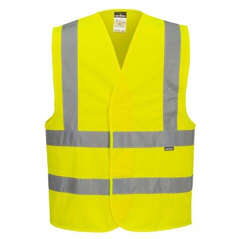 LOT DE 10 - PORTWEST ES470 ES1 ESSENTIAL GILET À BANDES ET BRETELLES HAUTE VISIBILITÉ JAUNE - TAILLE M