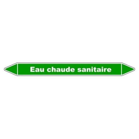 LOT DE 3 - MARQUEUR DE TUYAUTERIE - EAU CHAUDE SANITAIRE - VINYLE LAMINÉ 150 X 12 MM