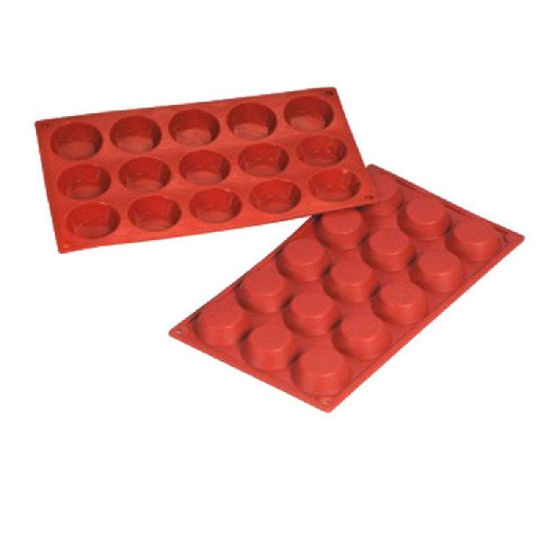 Moule à petits fours Ø5x15cm silicone rouge 17,5x30cm_0