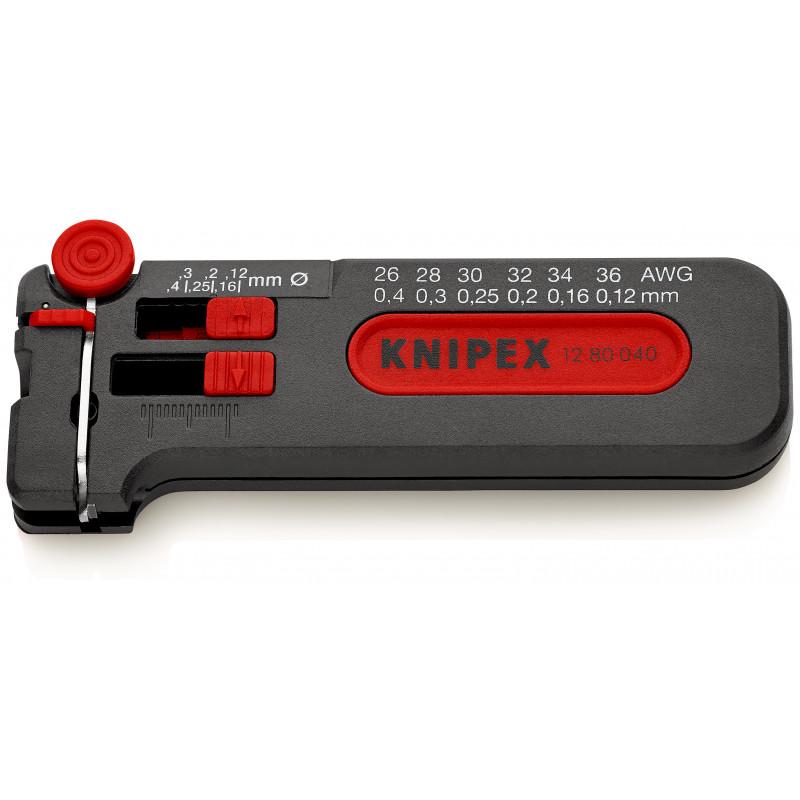 Outil à dénuder précis grâce au réglage progressif 0,12 à 0,4mm - Sur carte - KNIPEX | 12 80 040 SB_0