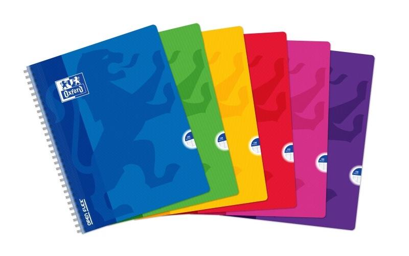 Oxford Lot de 5 Cahier Openflex rel. Intégrale 24x32, 180p./90 feuilles 90g/m², Séyès, coloris assortis (6) - 3020121072882_0