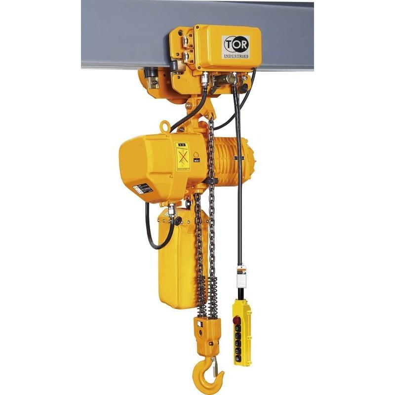 Palan électrique mobile à chaîne TOR HHBD02-02T - 2TX12M/380V avec chariot, capacité 2 tonnes, hauteur 12m_0