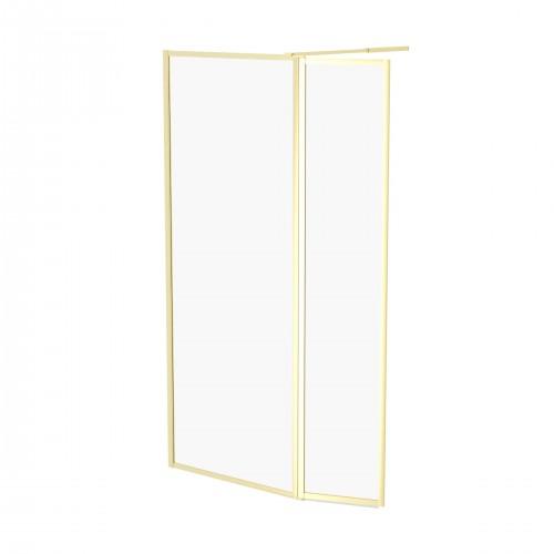 PAROI DE DOUCHE FIXE + VOLET OR BROSSÉ - 80 + 40 CM - GOLDEN EDGE AURLANE