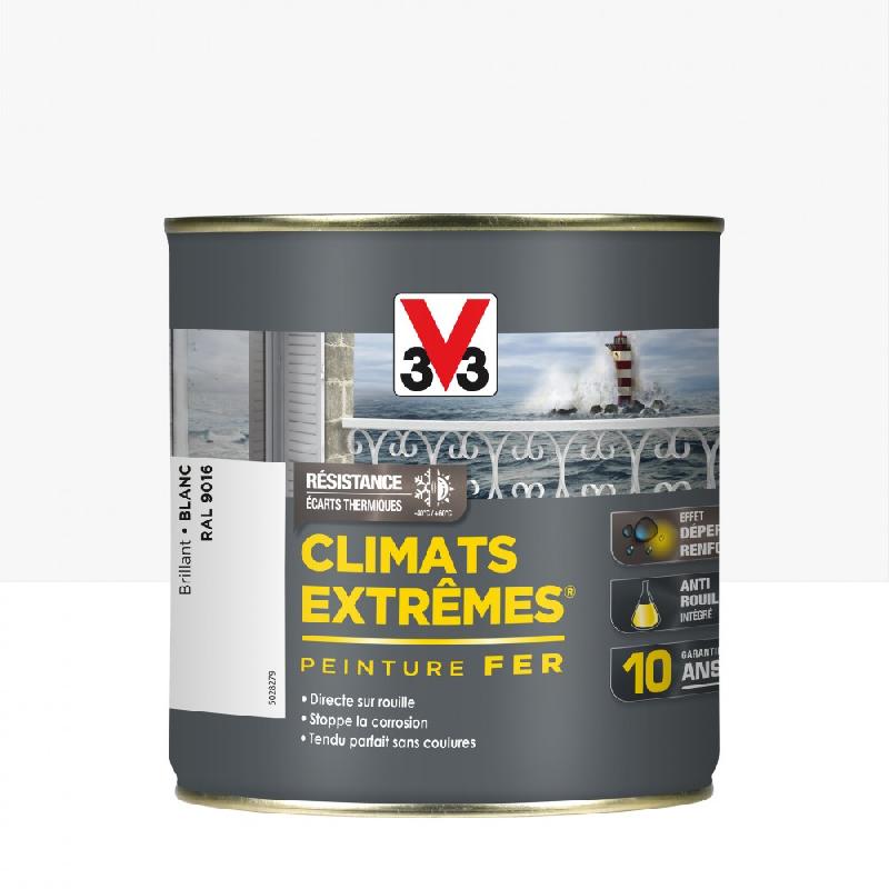 Peinture fer extérieur Climats Extrêmes® V33 - blanc brillant - 0.5 L - anti-rouille et sans sous-couche_0