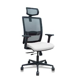 Piqueras y Crespo Silla Haches traslack malla negra asiento bali blanco brazos 2D ruedas 65mm cabecero regulable - blanc multi-matériau 395TKM840B10B_0