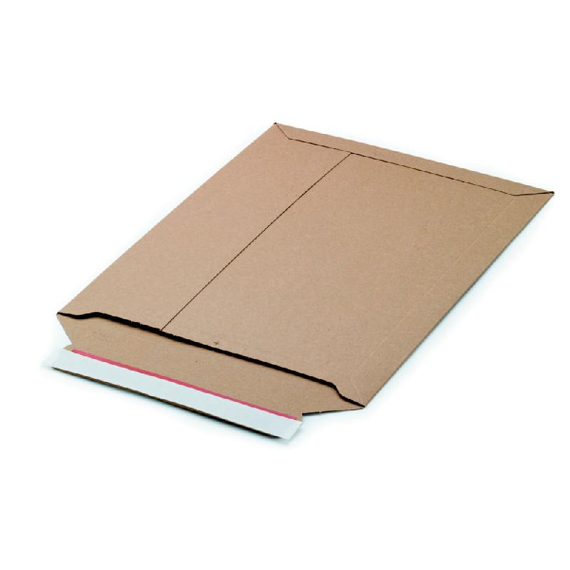 POCHETTE CARTON PLAT RECYCLEE BRUNE FERMETURE BANDE ADHESIVE - L.INT .26,3 X H.34,8 CM - PAQUET DE 100