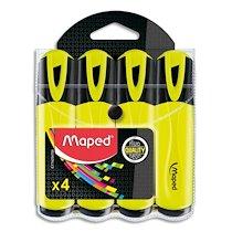 POCHETTE DE 4 SURLIGNEURS FLUO PEPS CLASSIC, COLORIS UNIQUE JAUNE - LOT DE 6