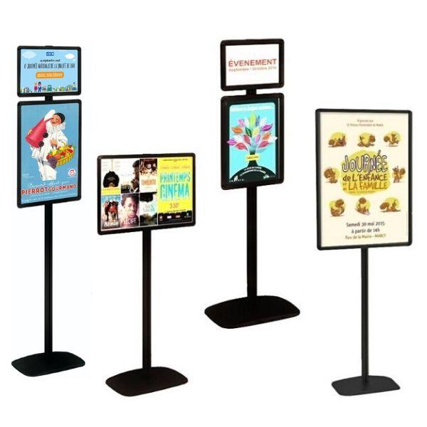 PORTE-AFFICHE CADRO-CLIC® A2 SUR PIED H 158 CM NOIR