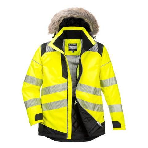 PORTWEST PW369 PARKA D'HIVER HAUTE VISIBILITÉ PW3 JAUNE/NOIR - TAILLE S
