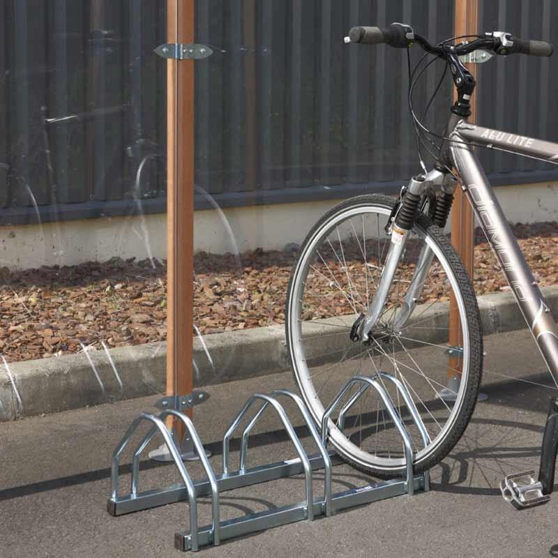 Râtelier en acier galvanisé 3 vélos - Modulable, passage roues 35 à 55 mm_0