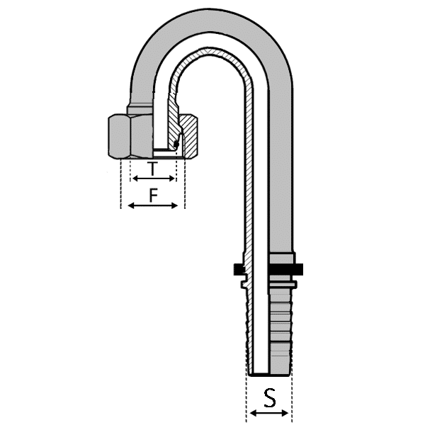 Série S - Forte - Cône 24° - Crosse Manitou® - Femelle 180° (DKOS180) - 8 , 1/2