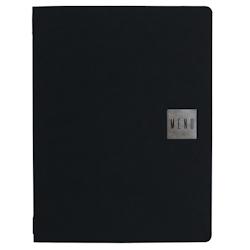Set 12 porte-menu A4 Stil Casa, polyuréthane, 24,3x31,6 cm, 3 enveloppes plastiques, élastique, noir saffiano. - PM2C-SAN-MNSI_0
