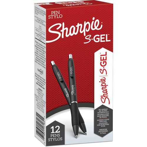 STYLO GEL SHARPIE GEL RT NOIR BOÎTE DE 12