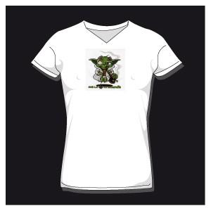 T-shirt femme maitre yoda col v_0