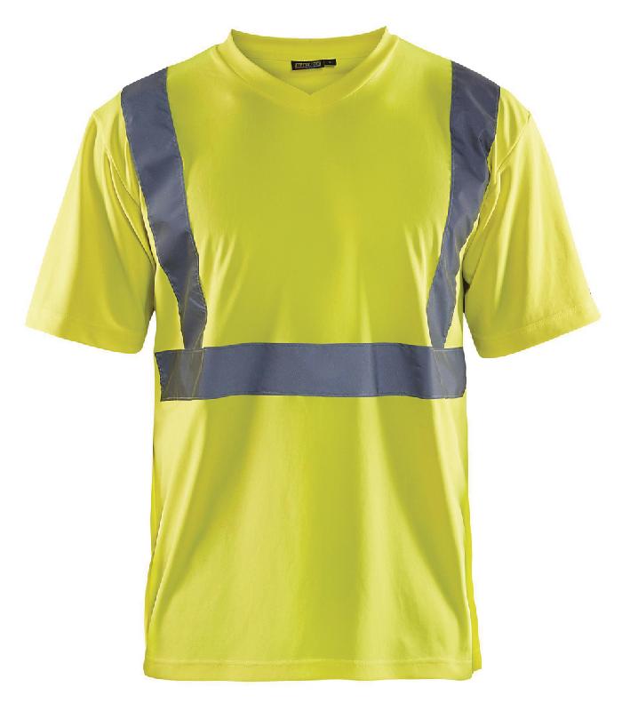 T-SHIRT HAUTE VISIBILITÉ COL V JAUNE FLUORESCENT TAILLE XXXL - MANUTAN COLLECTIVITÉS