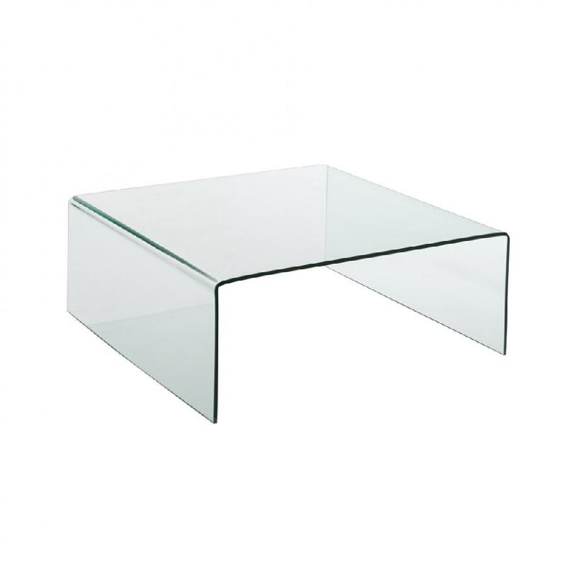Table basse carrée Mainty en verre trempé transparent - design moderne - 100x100x37 cm - capacité 50 kg_0