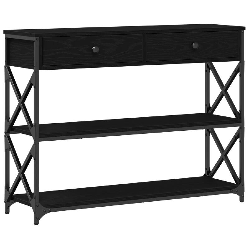 Table Console avec tiroir Chêne noir 100 x 28 x 75 cm Modèle Aero Urbain - 863529_0